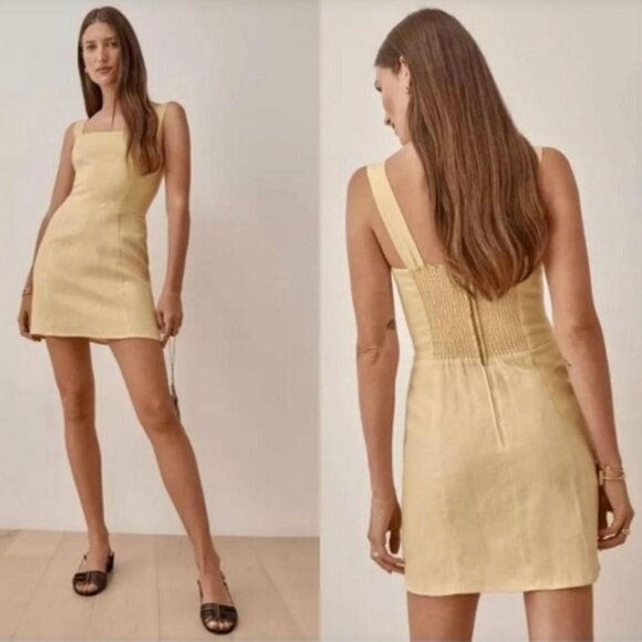 Reformation Brigitte Linen Dress in Parmesan size 6 US - www.sanvalentin.cl